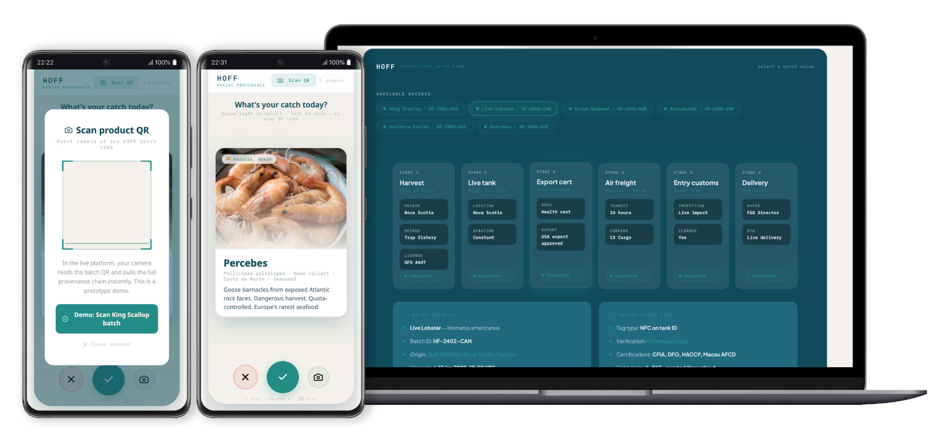 HOFF seafood provenance, boat to buyer supply chain screens